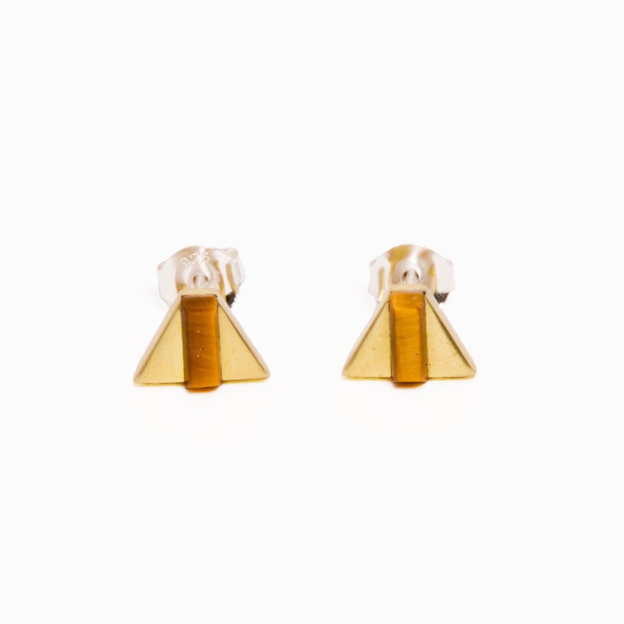 Dart Earrings | Brass | Tiger's Eye