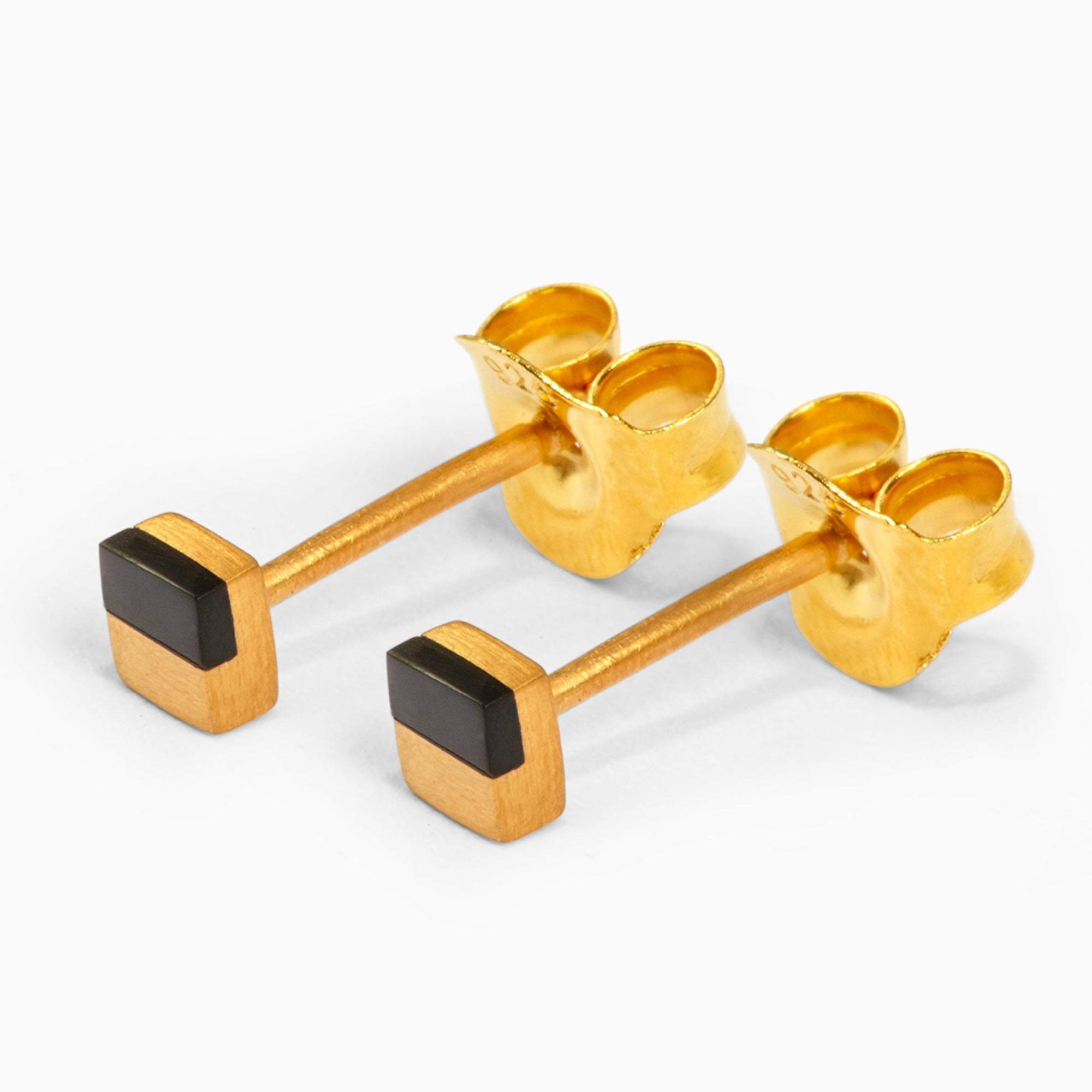 Square Earrings | 18K Gold Plated | Onyx