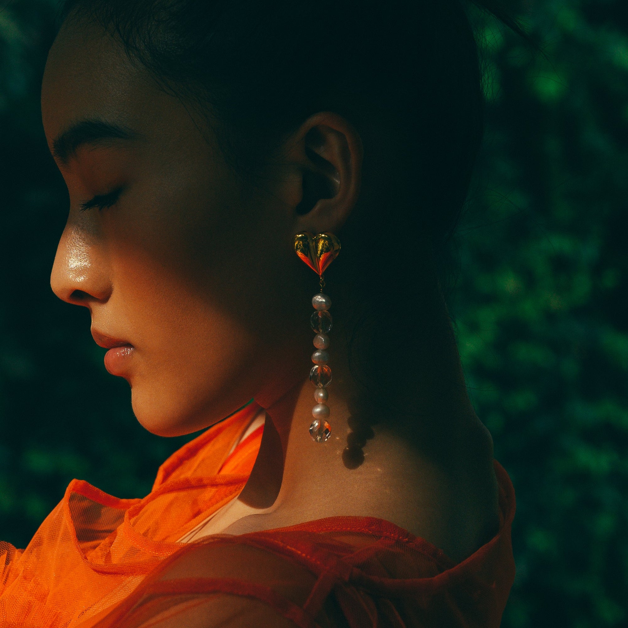 Heart Earring | Silver | Glass Beads