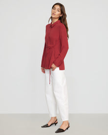 Renée | Navaz Semi-Sheer Tie-Back Shirt in Size Small