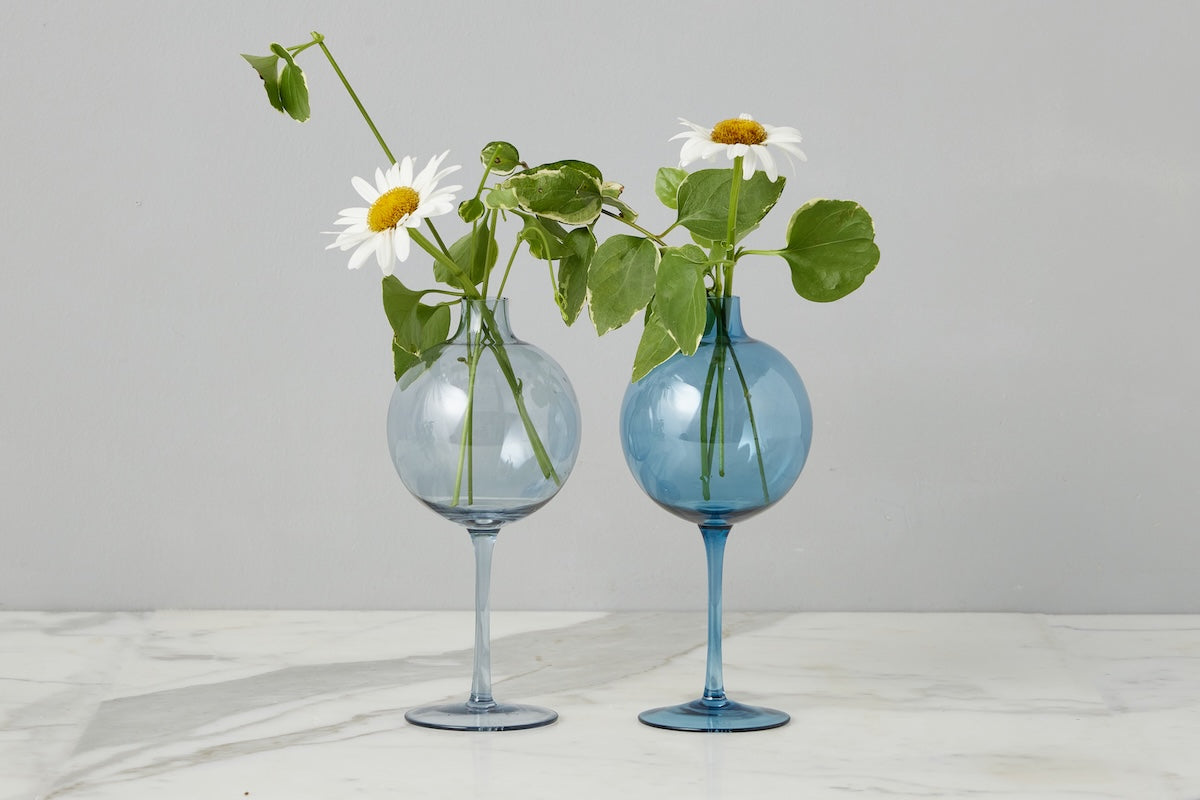 Wine Glass Vase | Navy Blue | Medium