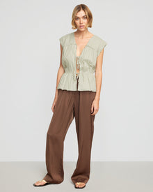 Joanna | Neha Tie-Front Tiered Blouse in Size Small