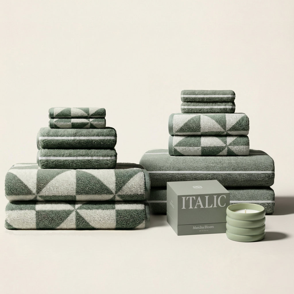 Deia Australian Cotton Towels | Sage/Ecru