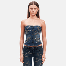 OW Collection NOVA Embellished Denim Top Top 205 - Dark Wash Denim