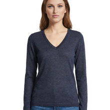 Women | V Neck Sweater | Navy Melange