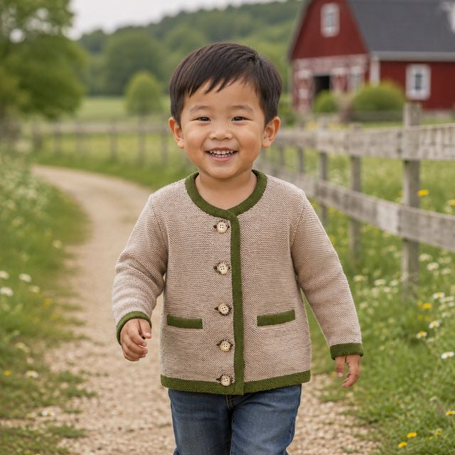 Kids | Salzburg Cardigan | Sand / Pine
