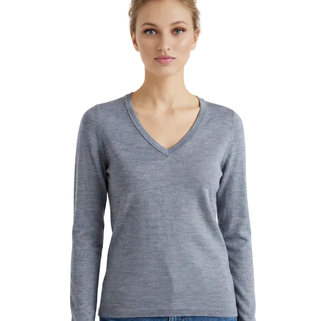 Women | V Neck Sweater | Chambray