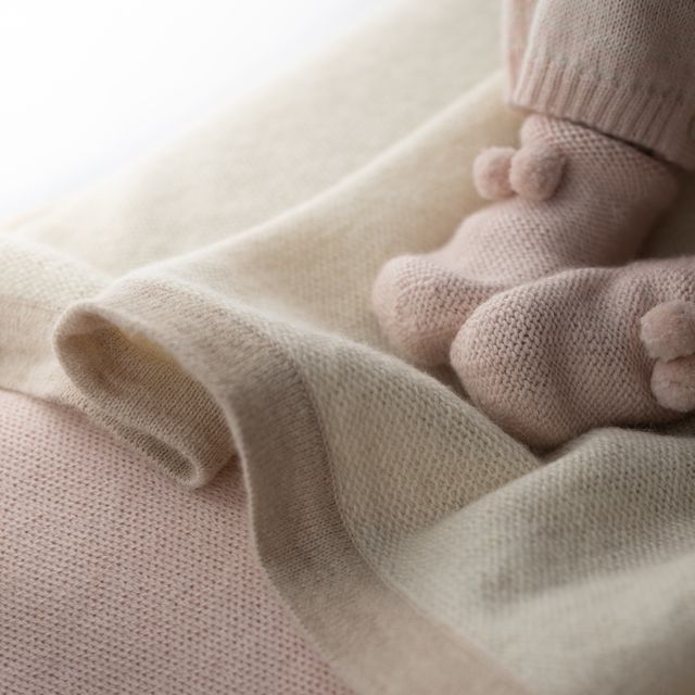 Border Baby Blanket | Light Taupe / Ivory