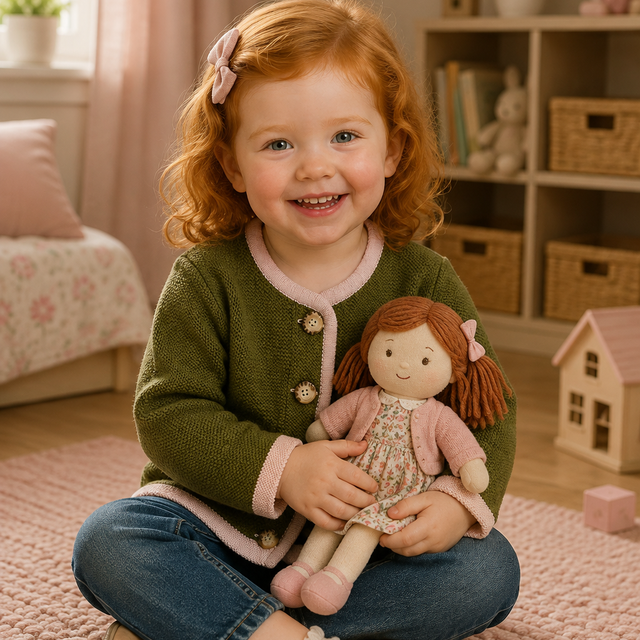 Kids | Salzburg Cardigan | Pine / Light Pink