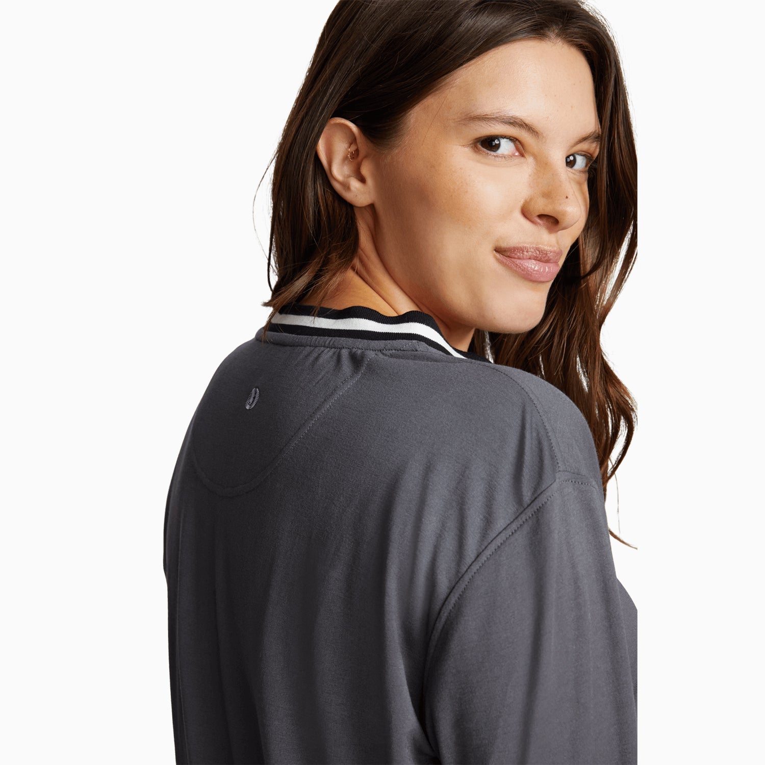 Modal Jersey Pajama Top | Gray/Black