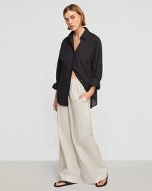 Joanna | Paula Smocked-Waist Wide Leg Pant in Size Small