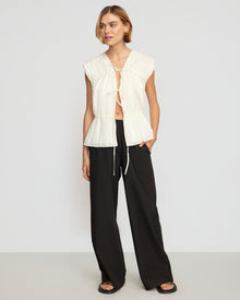 Joanna | Paula Smocked-Waist Wide Leg Pant in Size Small