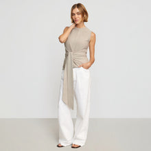 Rois Tie-Front Linen-Cotton Top | Quartz