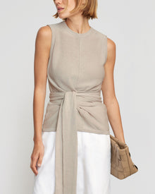 Joanna | Rois Tie-Front Linen-Cotton Top in Size Small