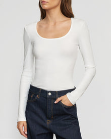 Renée | Rosa Ribbed Scoop-Neck Tee in Size Small 