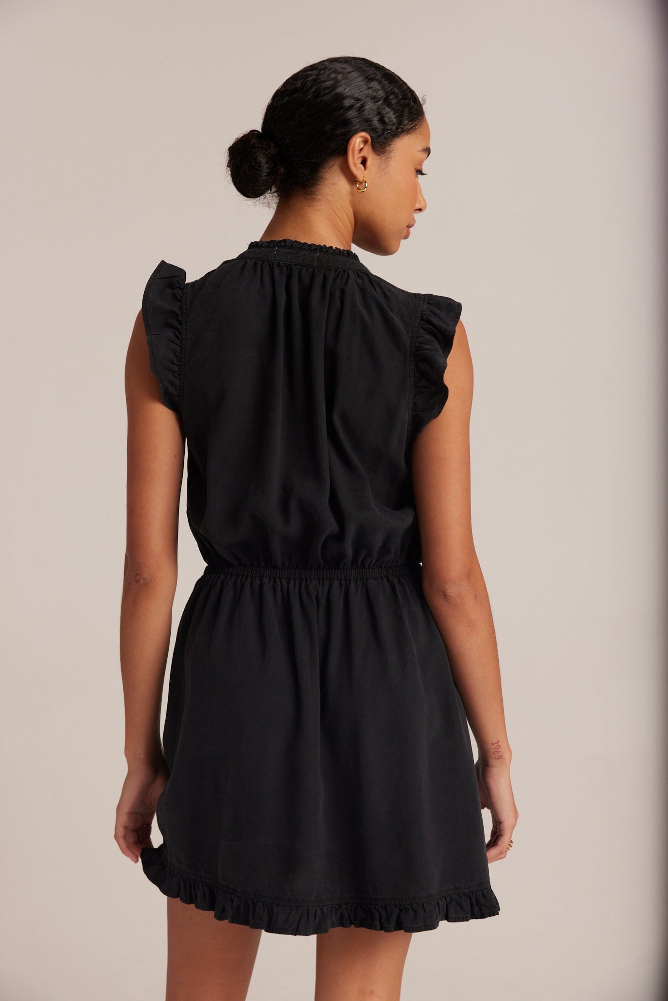 Ruffle Sleeve Mini Dress | Vintage Black