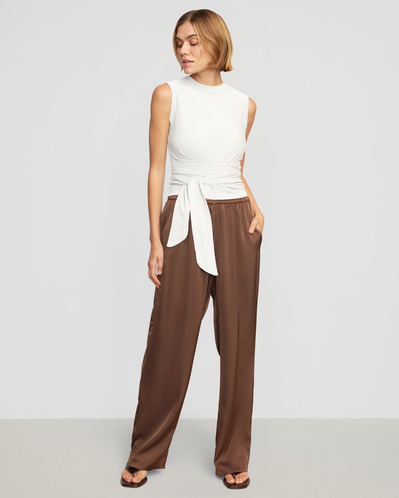 Joanna | Rumi Cropped Sleeveless Wrap Top in Size Small