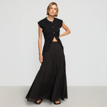 Runa Tiered Cotton Maxi Skirt | Black