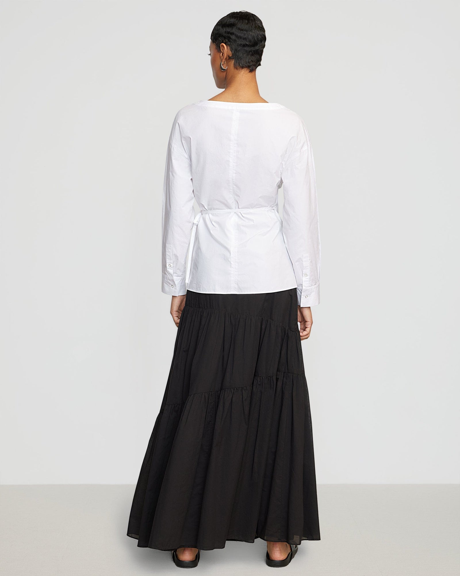 Simone | Runa Tiered Cotton Maxi Skirt in Size Small