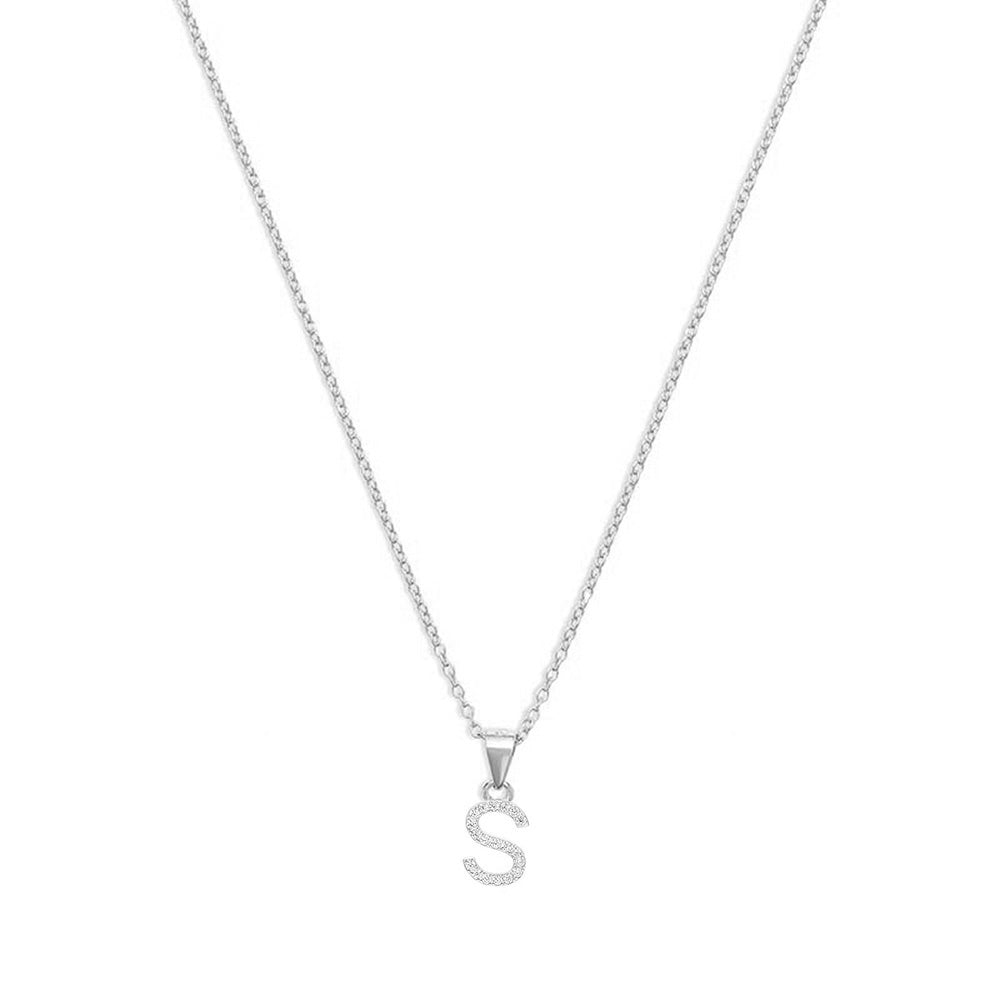 The Pave Single Block Initial Necklace | 18KT Gold Vermeil & Sterling Silver