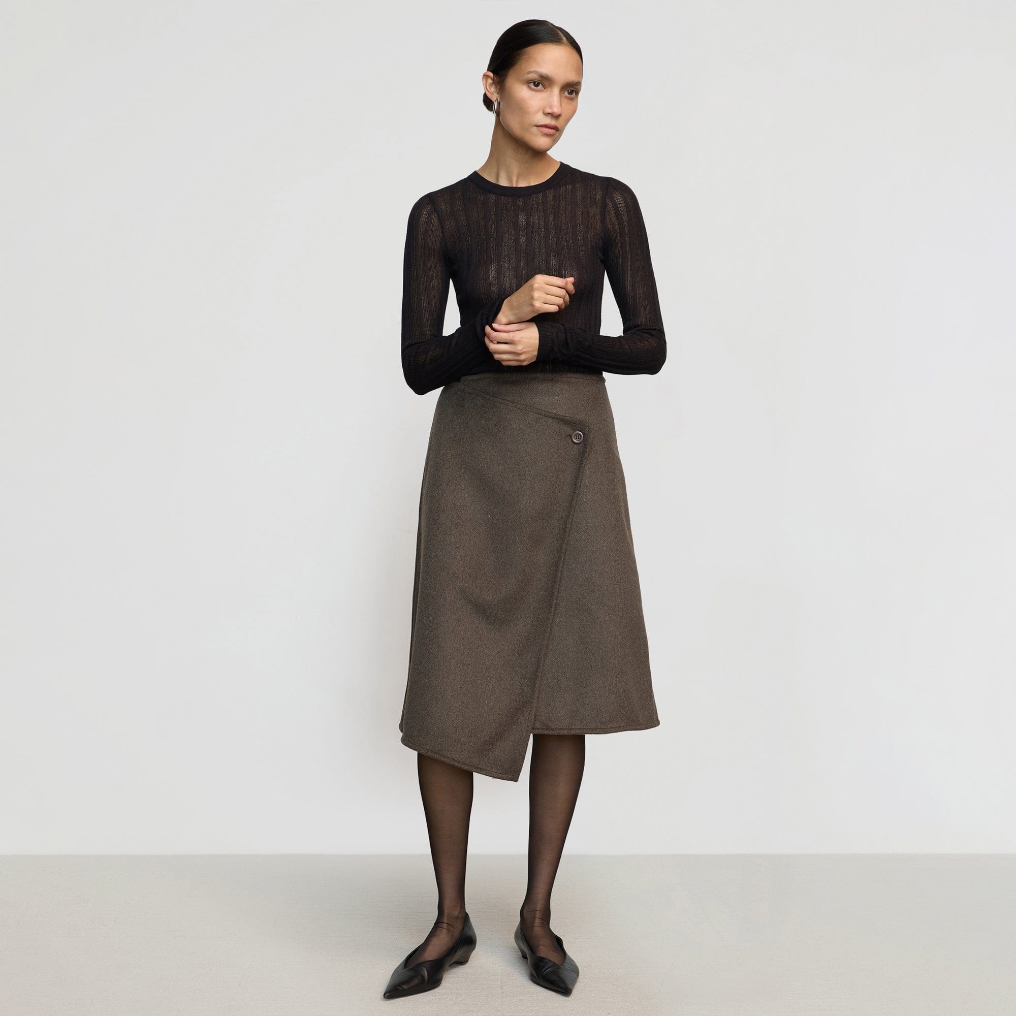 Sadie Asymmetric Wrap Skirt | Heather Brown