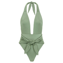 Tropez Tie-Up One-Piece | Sage Green Rib