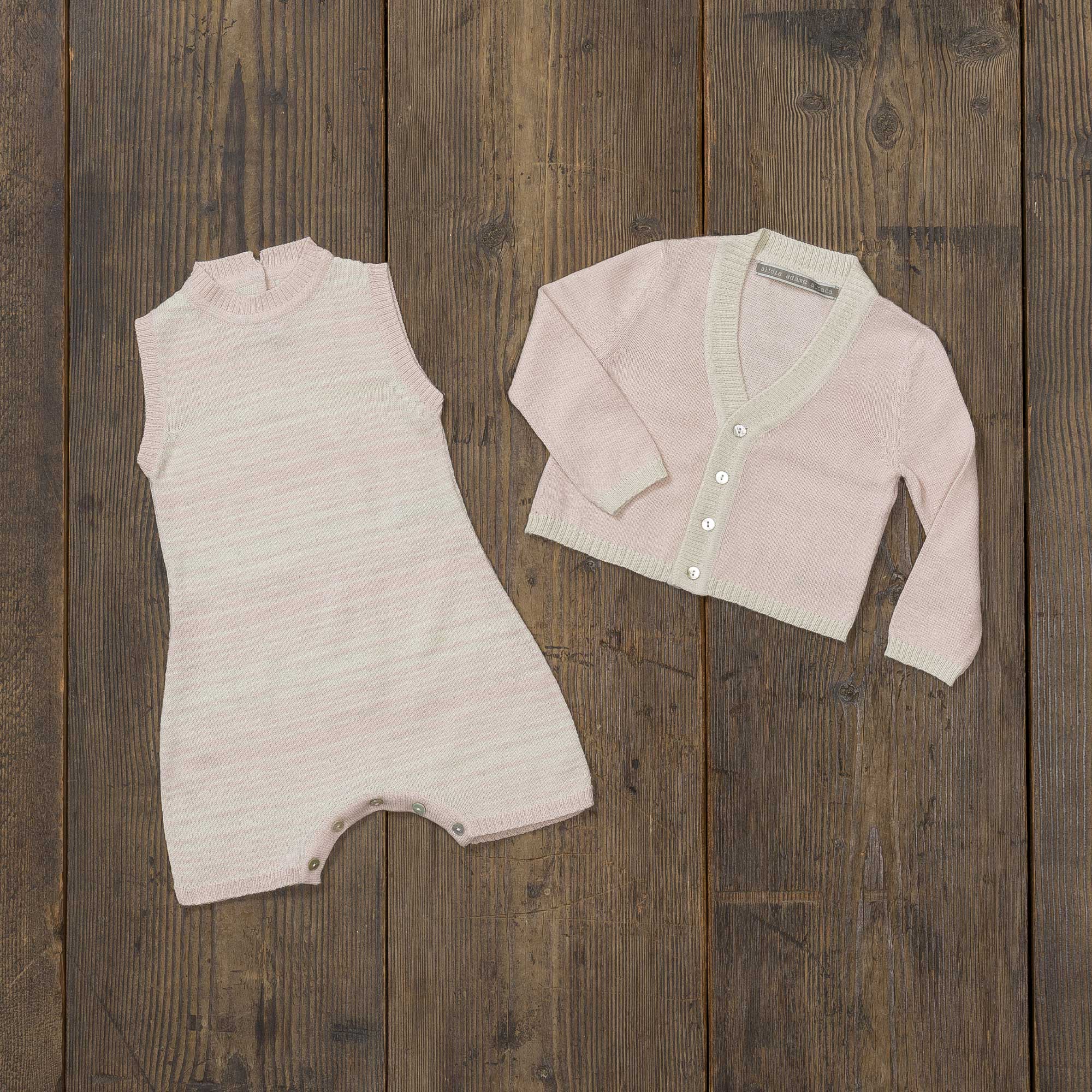 Sami Onesie & Cardigan Set | Pink Powder/Ivory