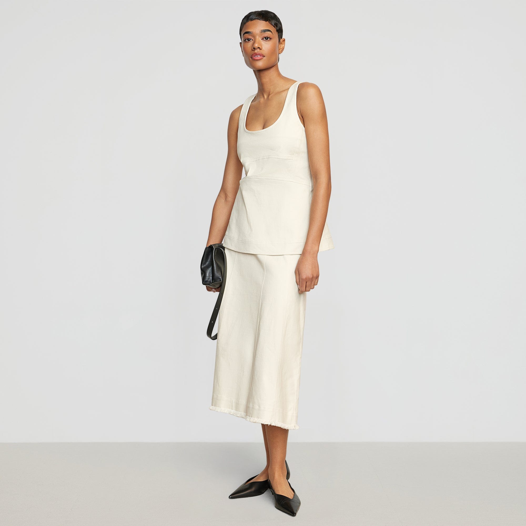 Simone | Saskia Front-Seam Cotton Twill Skirt in Size Small