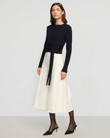 Renée | Saskia Front-Seam Cotton Twill Skirt in Size X-Small