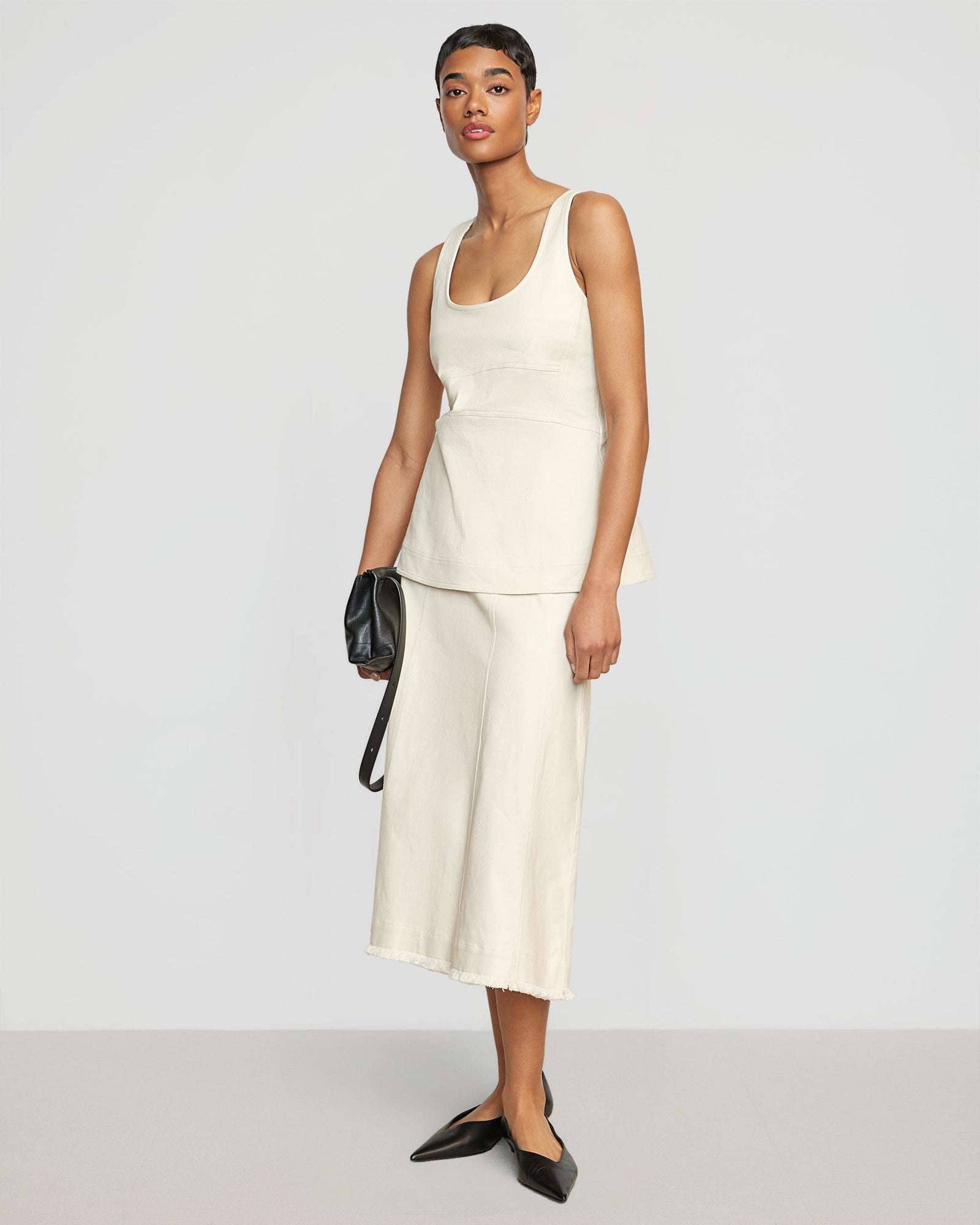 Simone | Saskia Front-Seam Cotton Twill Skirt in Size Small