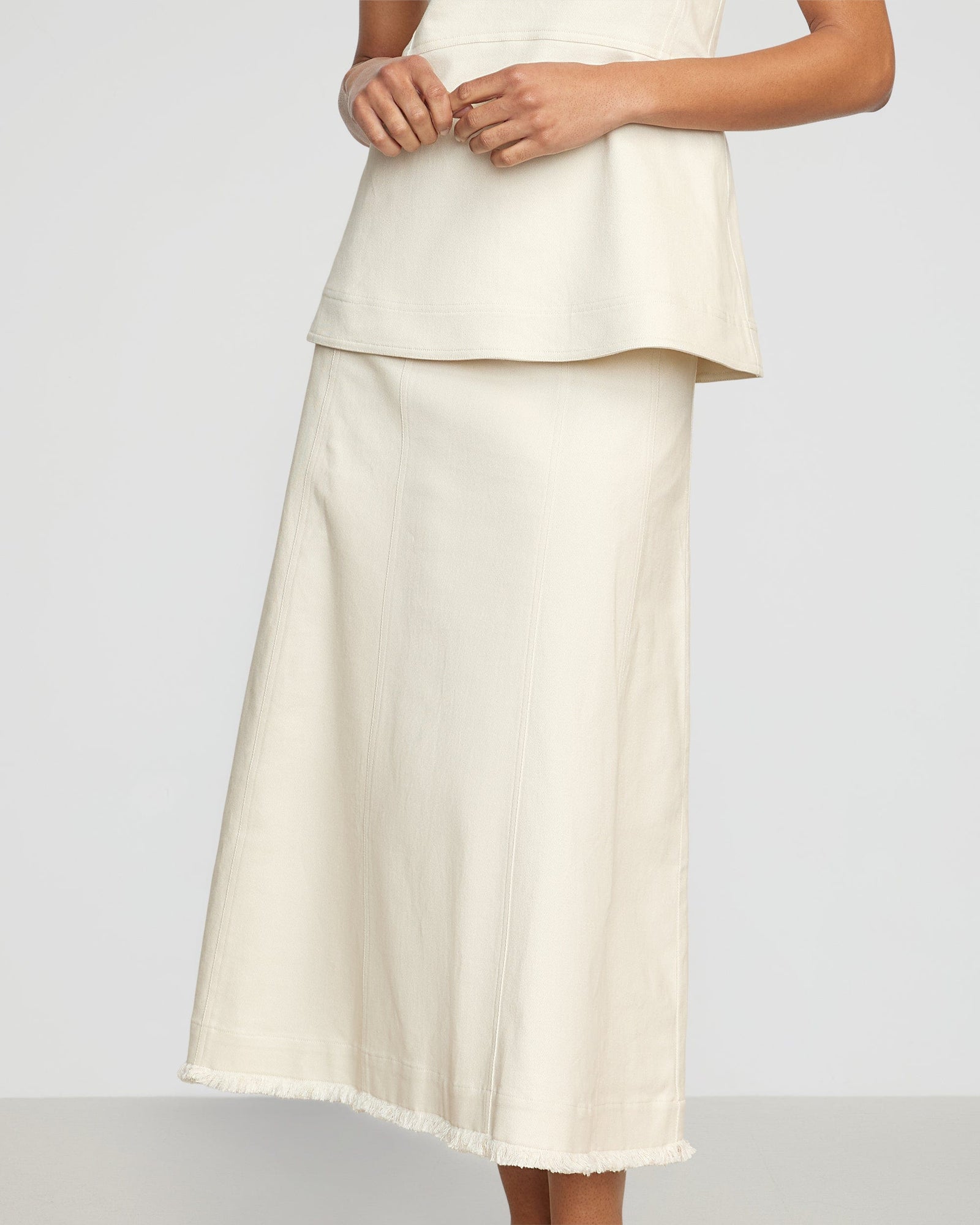 Simone | Saskia Front-Seam Cotton Twill Skirt in Size Small