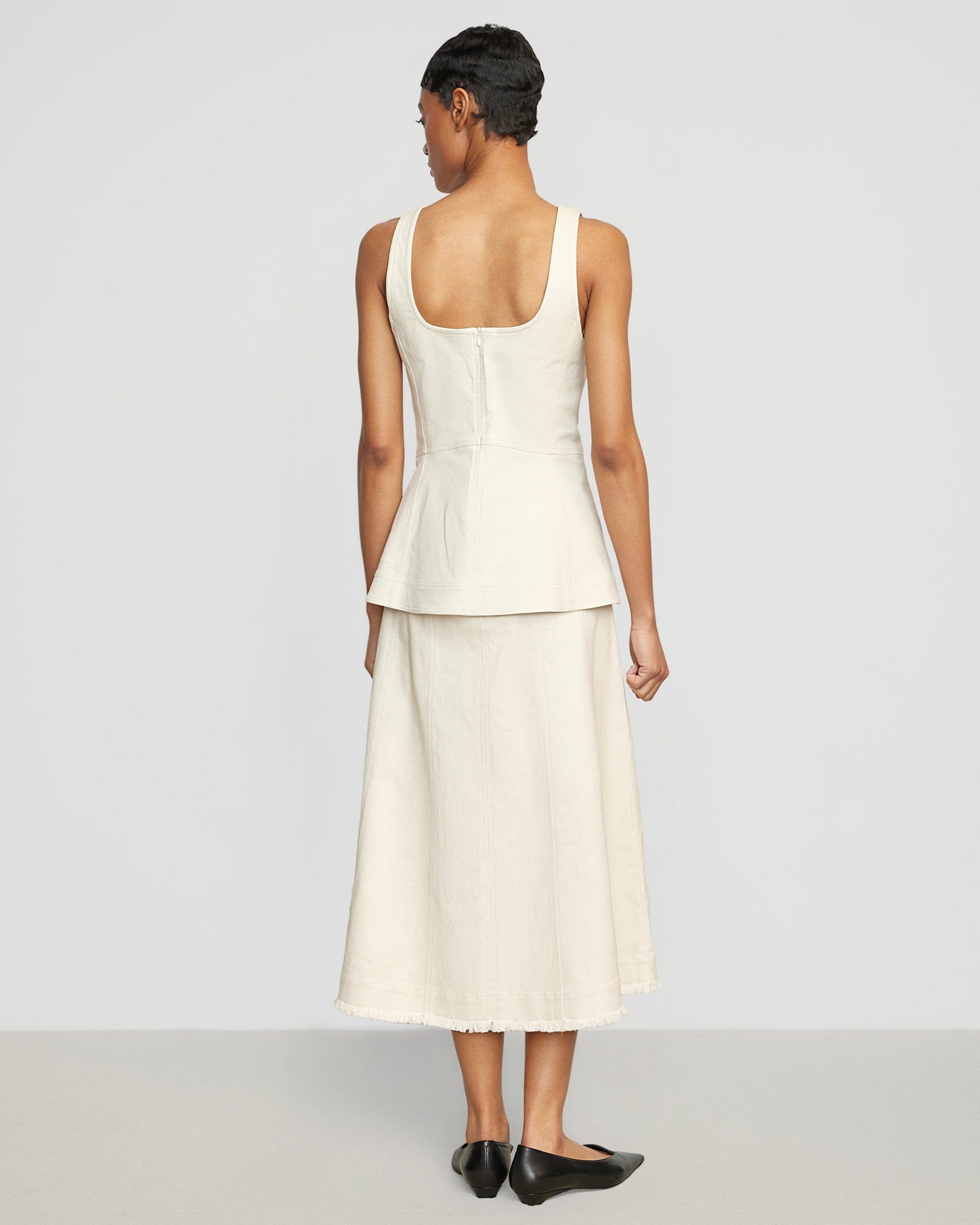 Simone | Saskia Front-Seam Cotton Twill Skirt in Size Small