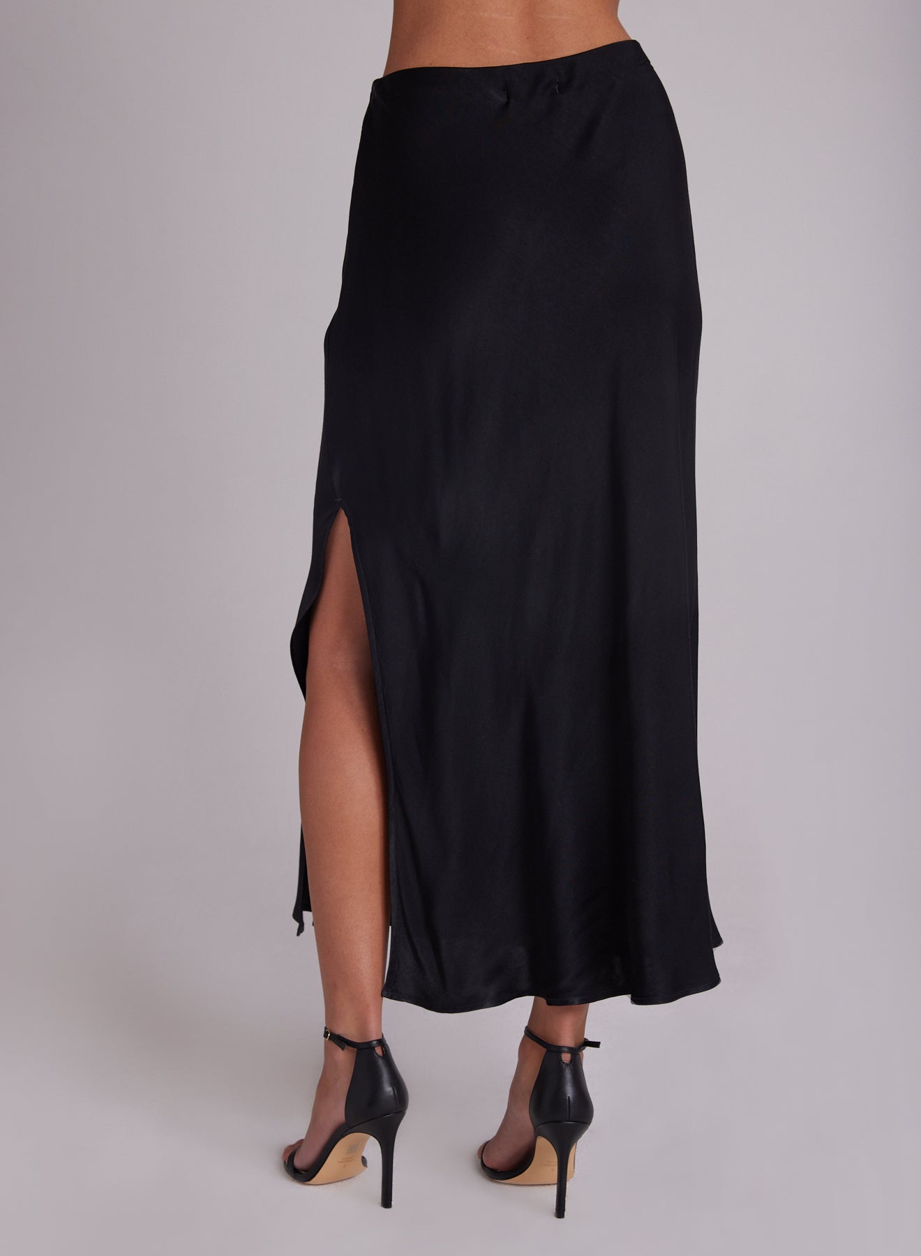 Side Slit Bias Maxi Skirt - Black