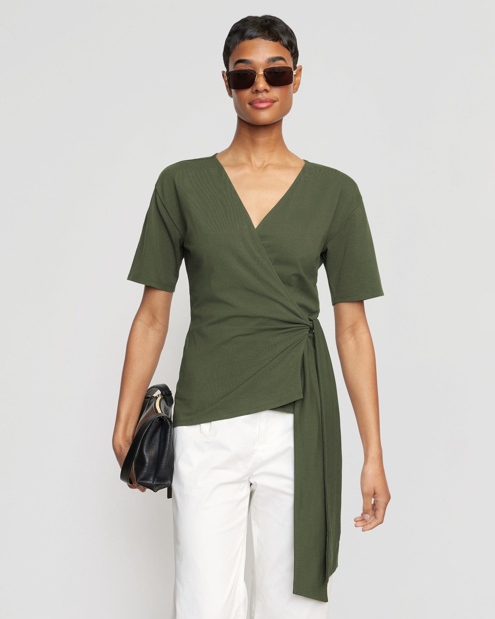 Simone | Sena Organic Cotton Wrap Tee in Size Small