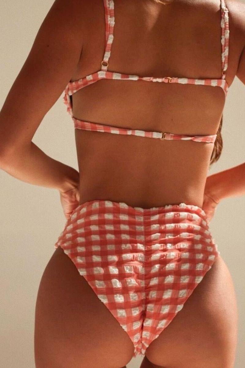 Elany Bikini Top | Shrimp Gingham