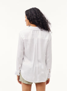 Side Slit Button Down Shirt - White