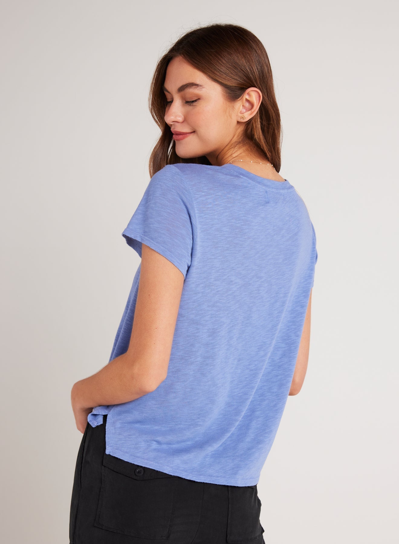 Side Slit V|Neck Tee | Peri Blue