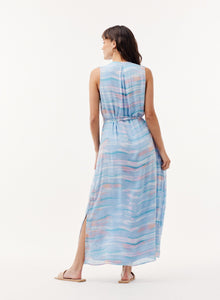 Sleeveless Pleat Front Maxi Dress | Milos Stripe Print