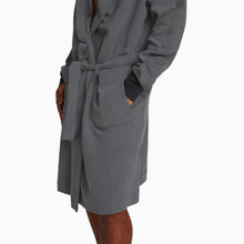 Waffle-Knit Spa Robe | Gray/Black