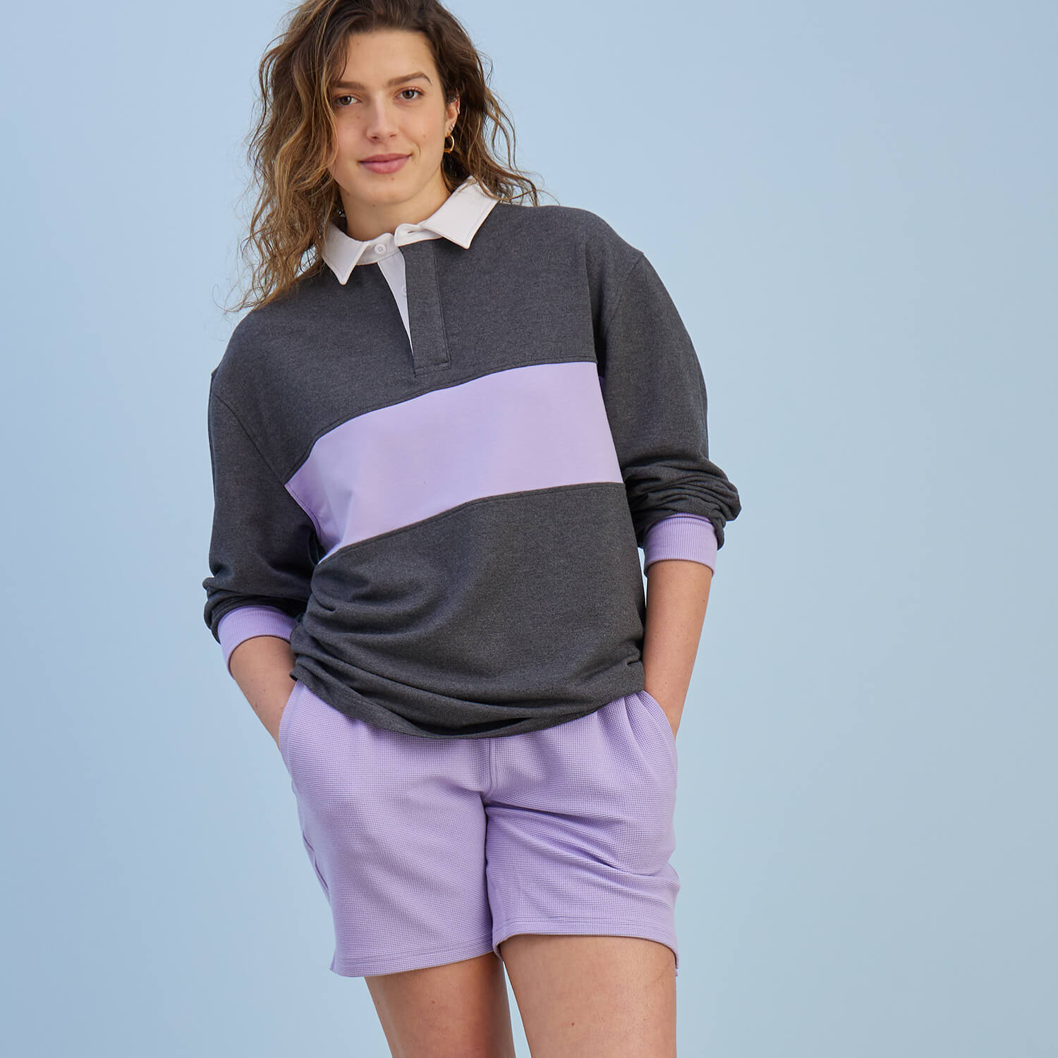 Waffle-Knit Lounge Shorts | Lavender