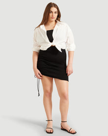 Melody | Taryn Ruched Mini Skirt in Size Large