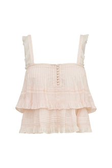 Novalee Cotton Peplum Ruffle Top | Tea Rose Pink