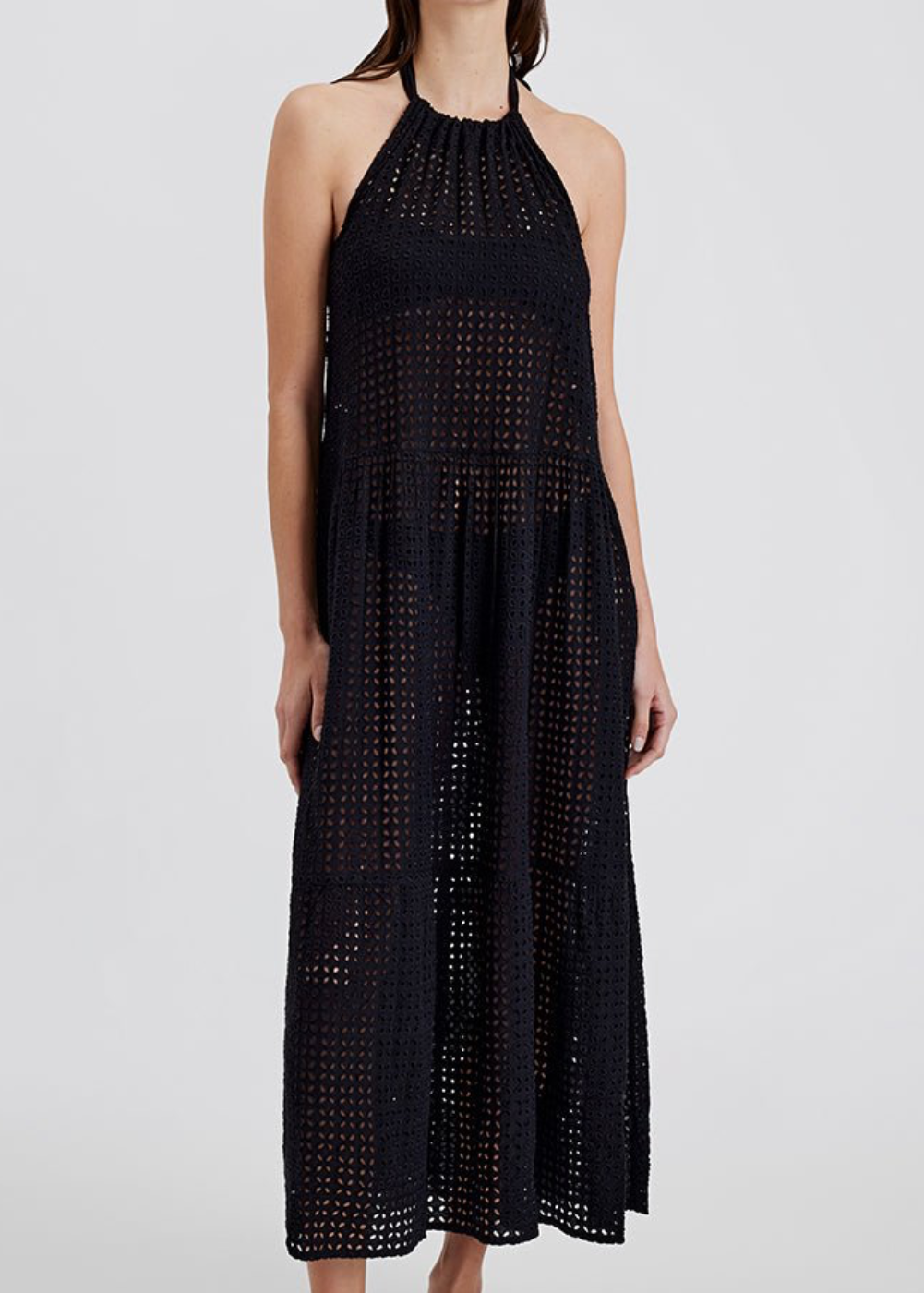 Womens | Kai Dress Leaf Eyelet | Noir