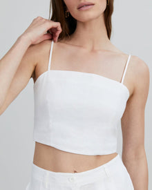 The Loretto Linen Crop Top - Solid & Striped