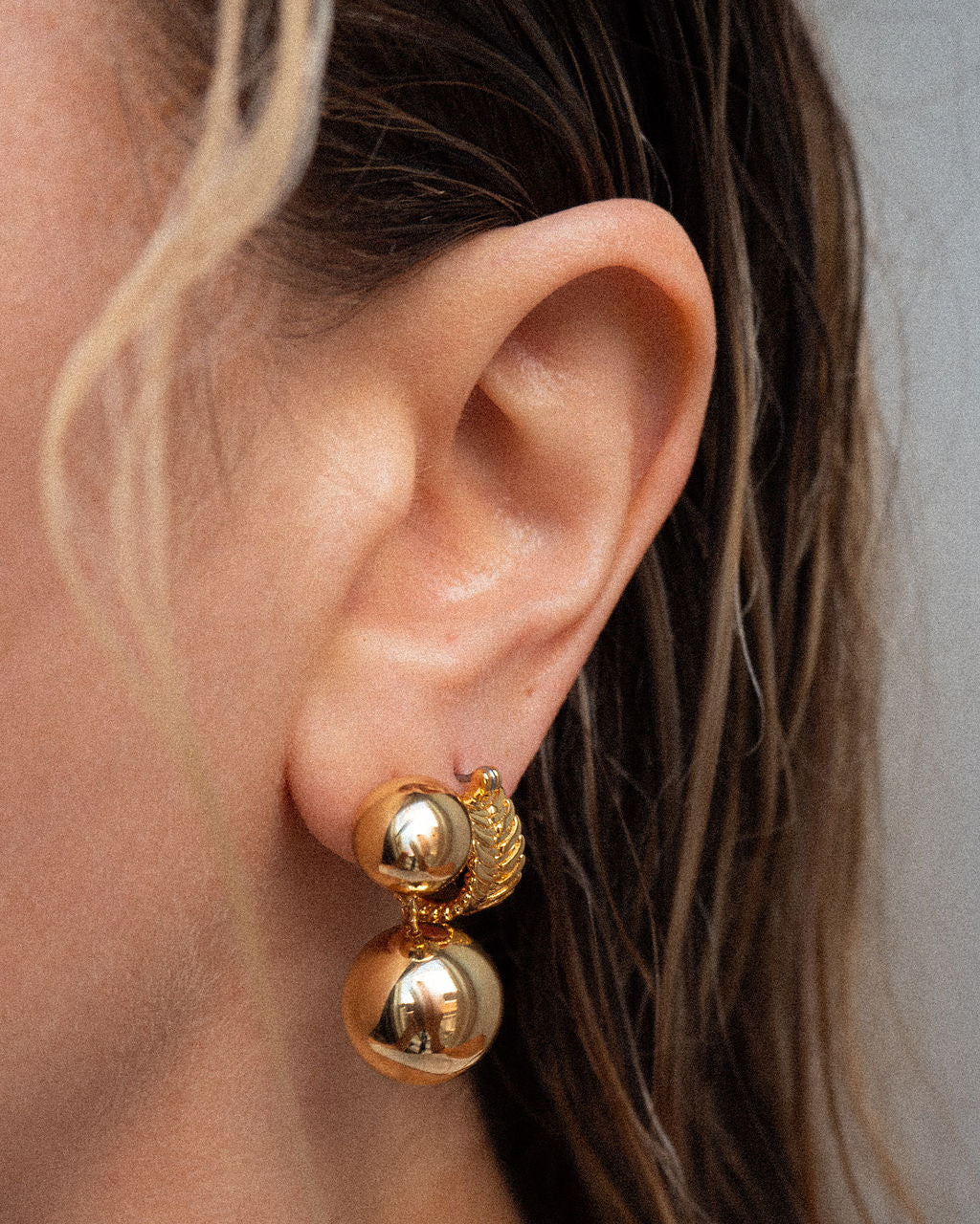 Double Ball Earrings - Gold | Plated Gold