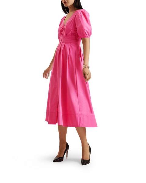 Women | Puff Sleeve Midi Dress | Medium Purple