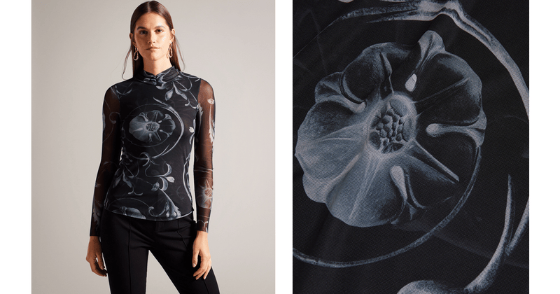 Women | High Neck Mesh Top | Black (V2)