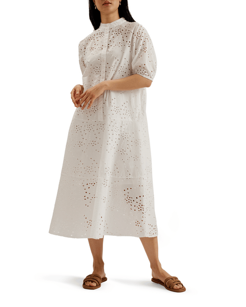 Women | Oversized Broderie Midi D | White Multi