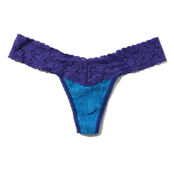 Signature Lace Low Rise Thong | Island Blue x Wild Violet