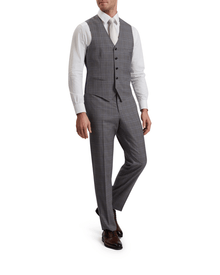 Men | Check Wool Suit Waistcoat | Light Pastel Grey